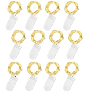 Jsdoin LED Mini Lichterkette mit Batterie, 12x20er Micro Lichterkette außen Batterie, 2M DIY kleine Lichterketten Wasserdicht für Party Hochzeit Weihnachten Beleuchtung Deko (WarmWeiß)