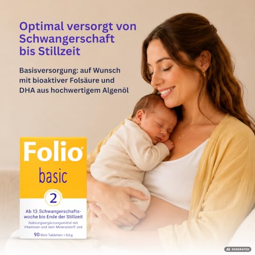 Folio 2 basic – Folsäure für Schwangerschaft & Stillzeit – 90 Mini-Tabletten – Folsäure (B9), Vitamin B12, D3 & Jod… – Ansicht 6