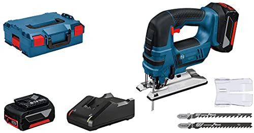 chaozhi Säge, 18V System Akku-Puzzle GST 18V-LI B (inkl. 2x4,0 Ah Akku, Schnellladegerät, 3 Puzzleklingen, Deckel, in L…