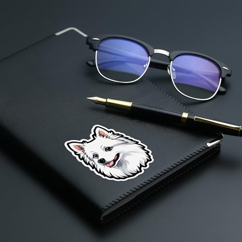 Image of Japanese Spitz Dog Sticker Cute Japanese Spitz Vinyl Decal Waterproof Dog Lover Sticker for Laptop Water Bottle Car Window Notebook Pet Lover Puppy Gift