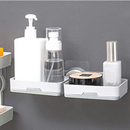 Image of Wall Mounted Double Layers Soap Dish Saver with Drain Tray, Adhesive Sponge Holder No-Drilling Soap Holder for Shower Bathroom Kitchen