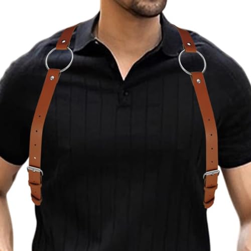 Image of Mens Body Chest Belt Harness PU Leather Supporters Adjustable Shoulder Strap Sexy Party Cosplay Costume