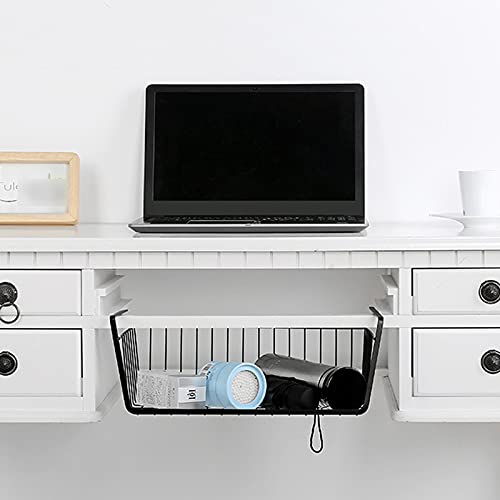 Eleattrun Undershelf Storage Basket Under Shelf Wire Basket Household Metal Under Shelf Hanging Storage Bin Basket Slides Under Shelves For Storage Space Saving For Kitchen Pantry Bookshelf thumb #4