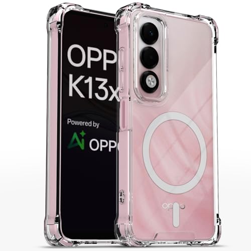 Image of Amazon Basics Back Cover for Oppo K13x 5G / Realme C71 / C75 5G / P3x 5G Mag-Safe Shockproof PC + TPU Protective Case Magnetic Support Bumper Case (Transparent Mag-Safe)