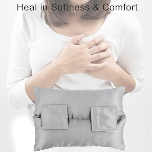 Image of Silky Satin Port Pillow Heart Surgery Pillows for Chemo Port After Open Heart Surgery Recovery Gifts Bypass Pacemaker Must Haves Protector Smooth Cooling Cushion Silver Gray