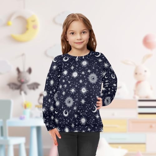 Starry Night Star Sun Moon Little Girls Pullover Hoodie Fleece Hoodie for Boys Sports 4T 5