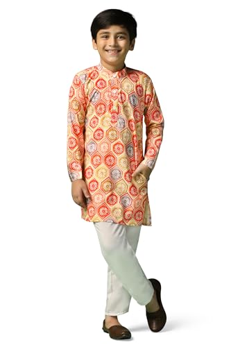 Image of Fashion Dream Boy's Cotton Blend Printed Kurta Pant Set|Kurta Set|Kurta And Pant Set|Kids Ethnic Set|Ethnic Set