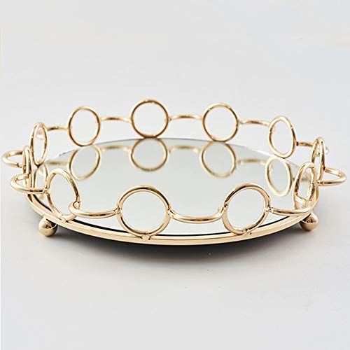 Ruixf Gold/Silber Serviertablett Cupcake Organizer Tray Hochzeit Home Decor Makeup Schmuck Organizer Mirrored Metal Tray (Gold) Cover