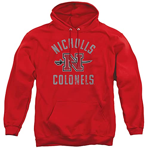 Nicholls State University Official Nicholls Colonels Logo Unisex Adult Pull-Over Hoodie,Red, Small