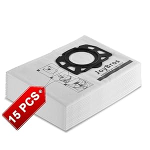 JoyBros 15 Stück Staubsaugerbeutel für Kärcher KFI 357 WD2 Plus WD3s WD 3 V-17/4/20 2.863-314.0 KWD 3V KWD1-2 SE4001 SE4002 Vliesfilterbeutel