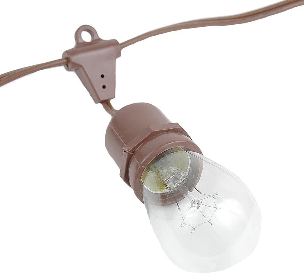 Novelty Lights 330 Feet Heavy Duty Light String with 165 Suspended E26 Sockets, Brown Wire PVC Commercial Grade Stringer, 24" Spacing, Non-Terminated Ends, No Bulbs