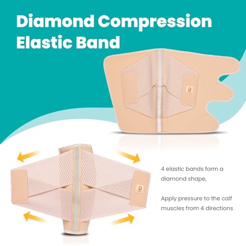 Image of Calf Brace Compression Sleeve for Torn Calf Muscle fit Men & Women, Innovative 2 Layer Elastic Bandage for Legs adds Extra Pressure for Strain, Swelling, Cramps, Varicose Vein -S /M (Beige)