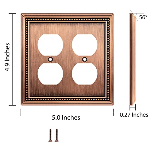 Image of Sunken Pearls Heavy Duty Decorative Wall Plate Switch Plate Outlet Cover (Double Duplex, Antique Copper)