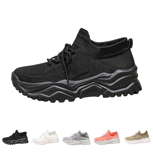 Zapatillas deportivas para mujer, gimnasio, ligeras, ortopédicas, espolón calcáneo, suela gruesa, zapatos de caminar con cordones, zapatos de malla para correr, antideslizantes, zapatillas deportivas