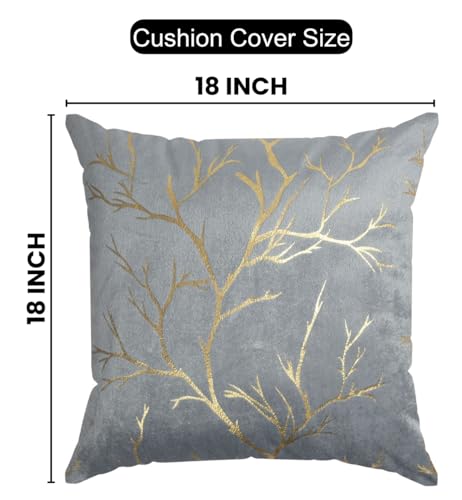 Image of Velvet Foil Cushion Covers 18 inch x 18 inch Set of 2, Grey