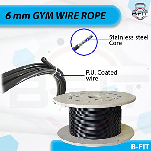 B FIT Gym Wire Rope 6 mm, PU Coated Cable (20 Meters)