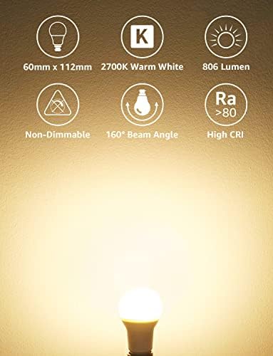 Lepro Bayonet Light Bulbs B22, 60W Equivalent, Warm White 2700K, 8.5W 806lm LED Bulb, BC A60 GLS Energy Saving Lightbulbs, Non-dimmable, Pack of 6