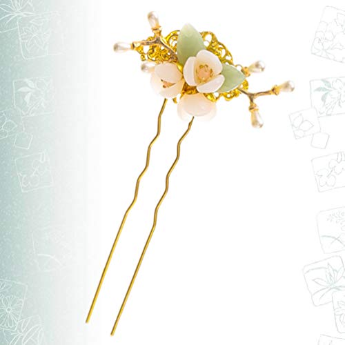 PIXNOR Flower Hair Pin Pearl Hair Stick Vintage Hair Chopsticks Chignon Pin Add Pendant Hair Insert Updo Headdress Headwear for Women Lady