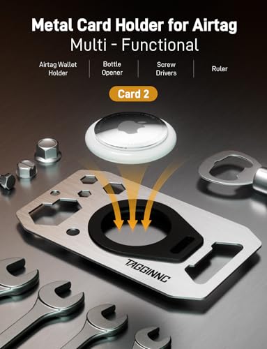 for AirTag Wallet Holder | Unique Design | Thin Flexible Wallet Card Insert | Build-in slotCard Case | Metallic EDC Tool Design | Detachable AirTag Case for Purse, Backpack (TwinCards)4