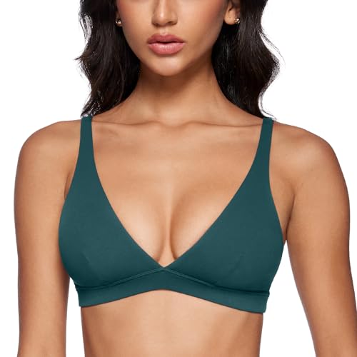 Image of INGIA Deep V-Neck Sports Bra Padded U Back Yoga Workout Bra | Low Impact, Fitness, Yoga, Wireless, Workout, Contour, Crop Top, for Women