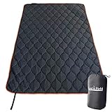 LandField アウトドアブランケット 200×140cm 大判 マルチケット 耐水性 メッシュ柄 ボタン付き 洗える ひざ掛け ポンチョ 暖かい 防災 LF-OB014-BK