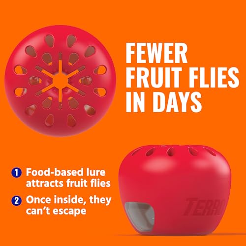 Image of TERRO Fruit Fly Trap Refills, 4 Pack Liquid Bait Replacement for Home | Food-Based Liquid Lure, Non-Staining, Fast-Acting, 180 Day Supply, No Mess, Fruit Fly Bait Indoor