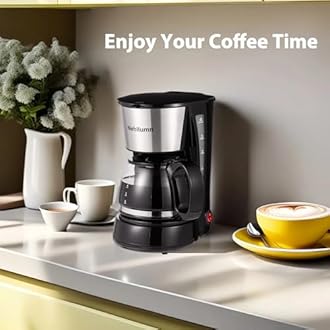 4 Cups Drip Coffee Maker, Coffee Pot Machine Permanent Coffee Filter, Mini,20Oz Electric Coffee Maker,650W Black and Stainless Steel