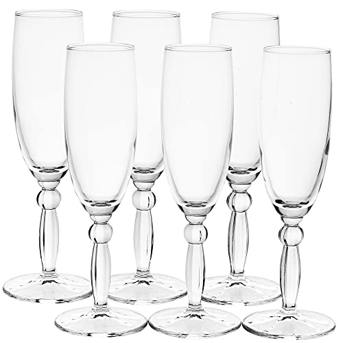 Queensway Home & Dining Set of 6 Tall Stemmed Champagne Prosecco Flutes 170ml Dinner Glasses Gift