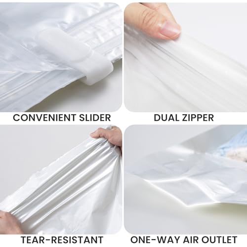 Image of TAILI 10 Pack Travel Compression Bags, Roll Up Space Saver Bags (23.6x15.7 inch),Hand Roll Packing Bags for Luggage, Suitcase, Backpack, No Tools or Vacuum Needed, Travel Accessories, Cream
