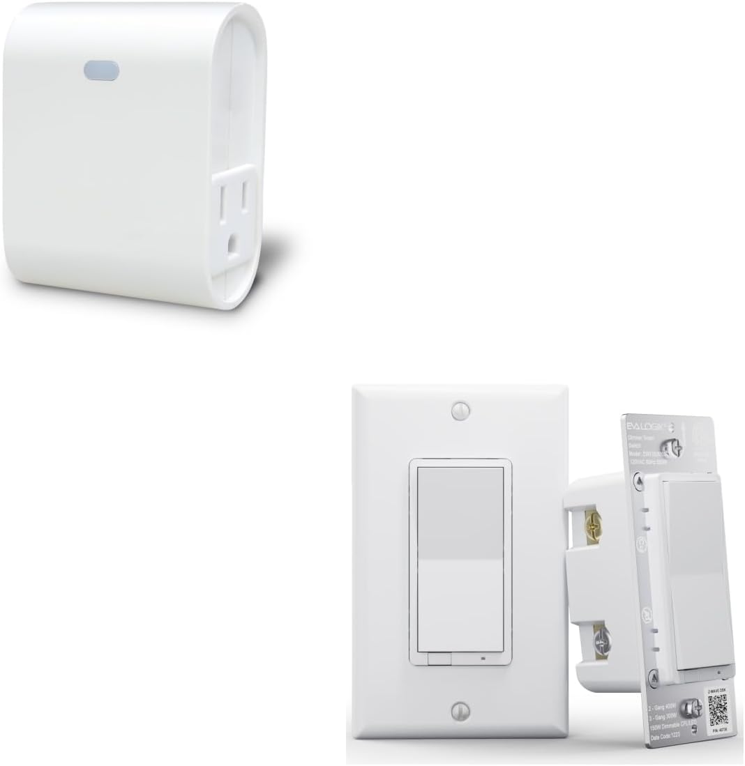Zwave Smart Light Dimmer Outlet + Z-Wave Plus Smart Dimmer Light Switch