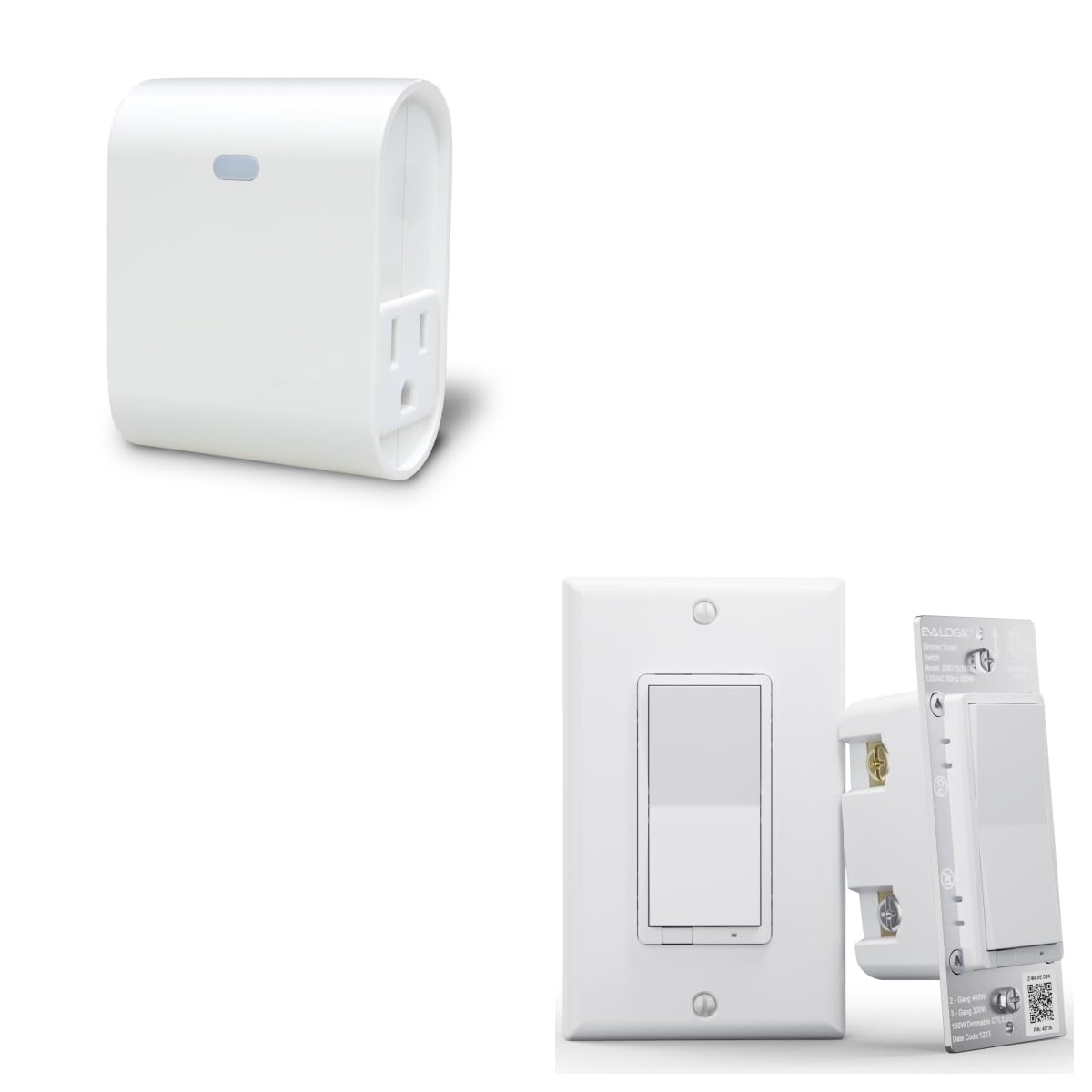 Zwave Smart Light Dimmer Outlet + Z-Wave Plus Smart Dimmer Light Switch