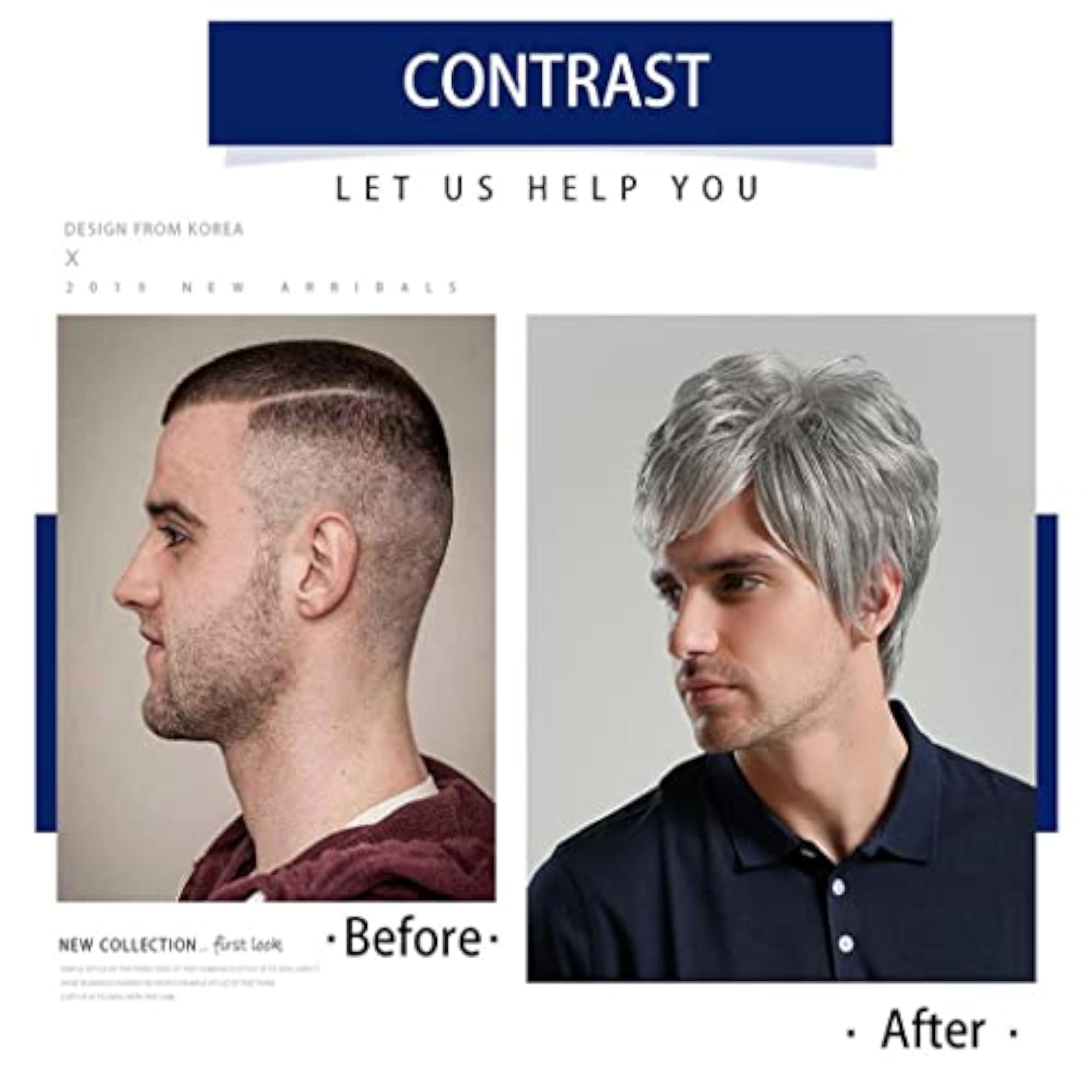 Men's Short Straight Side Part Wig