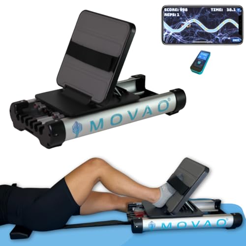 MOVAO Mini prensa de piernas en la cama con Exergaming para reemplazo de rodilla y cadera, recuperación de cirugía ACL o PCL que aumenta la fuerza muscular, ejercicio de terapia física, asequible y