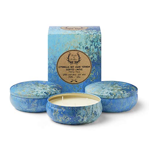 Hunter & Willow Mosquito Repellent Citronella Candle with Lemon Verbena, Natural Soy Wax