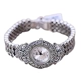 WOZUIMEI Reloj Vintage de Plata de Ley 925, Reloj de Pulsera Vintage, Joyería, Placa Cuadrada Redonda, Reloj Femenino de Plata Tailandesablanco