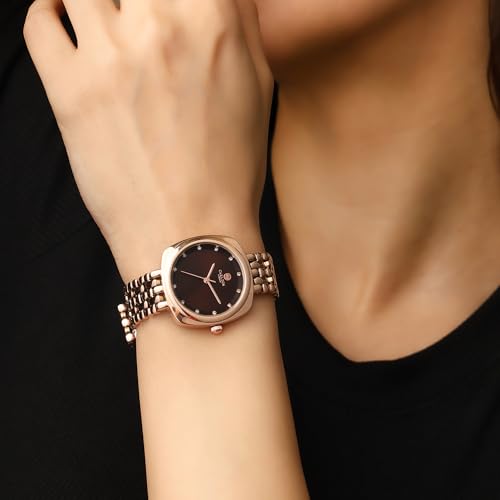 Image of Carlton London Women Celeste Analog Watch, Square Dial, Stainless Steel Strap, Quartz Movement, 30M Water Resistant, Casual Wear