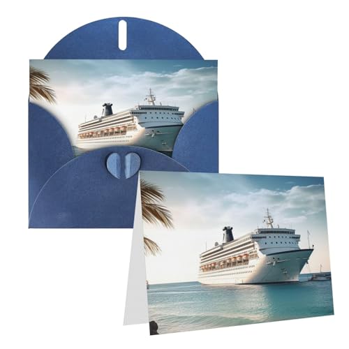 QMNEHJ グリーティングカード サンキューカード 封筒付き ブランクノートカード 4x6インチ バースデーカード シーサイド クルーズ 船 ウェディングカード お悔やみカード おもしろい 思考カード あらゆる機会に
