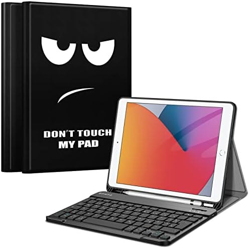 Fintie Tastatur Hülle für iPad 10.2 Zoll (9/8/7 Generation, 2021/2020/2019) | Schutzhülle mit TPU Rückschale, Pencil Halter und magnetisch Abnehmbarer Tastatur mit QWERTZ Layout, D