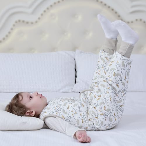 MIKAFEN Saco de dormir de inverno para bebé, 100% algodão, saco de dormir para crianças 2,5 tog com pernas, 85-95 cm/18-36 meses, pato