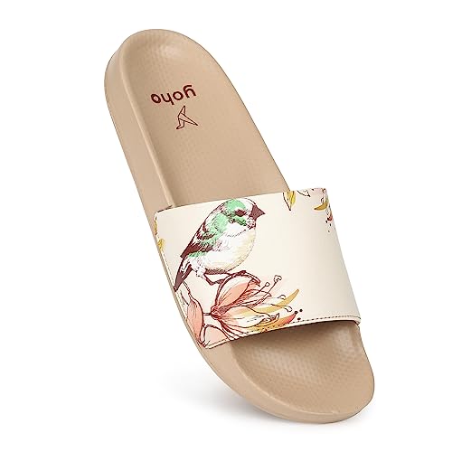 Image of YOHO Tropica Printed Comfortable Women Slides | Stylish Rainy Footwear & Waterproof Monsoon Sandals | Soft Inner Lining On Strap