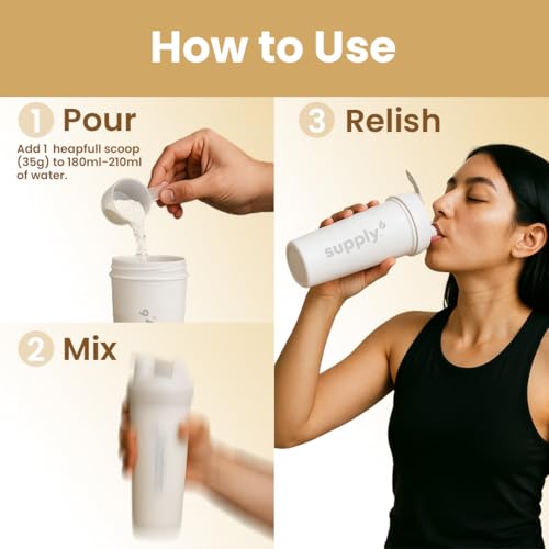 Image of Supply6 Plant Protein Powder | 24g Vegan Protein for Muscle Gain & Recovery | Pea & Rice Protein | No Bloating, Easy Digestion | With Probiotics & Fibre | Zero Sugar (500g, Vanilla)