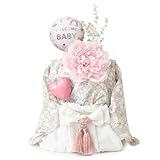 regalo bel おむつケーキ 出産祝い メッセージカード付き ベビー袴 女の子 男の子 赤ちゃん ギフトセット ベビー ダイパーケーキ (ペールホワイト・70cm, パンパースS)