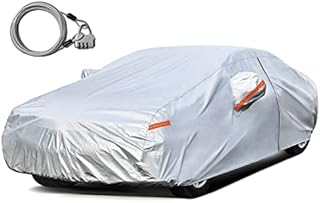 kayme Car Cover for Automobiles All Weather Waterproof with Lock and Zipper Door, Outdoor Cover Sun Uv Rain Protection, Fit Sedan (194 to 208 Inch) H4