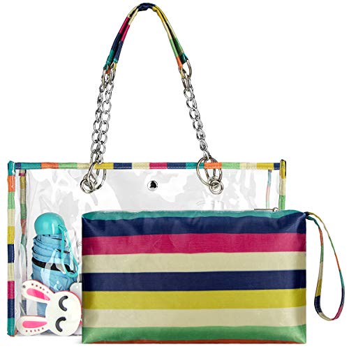 2 In 1 Clear PVC Waterproof Travel Bag Beach Handbag Gym Sports Cosmetic Tote Bag Purse