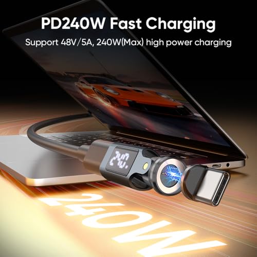 Adaptador magnético USB C evita tirones en tu portátil con carga PD 240W y pantalla integrada 4