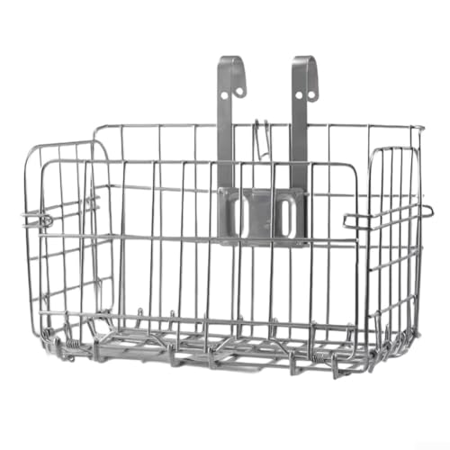 Cesta plegable para bicicleta con un gancho funcional para bicicletas que ahorra espacio (plata gruesa)