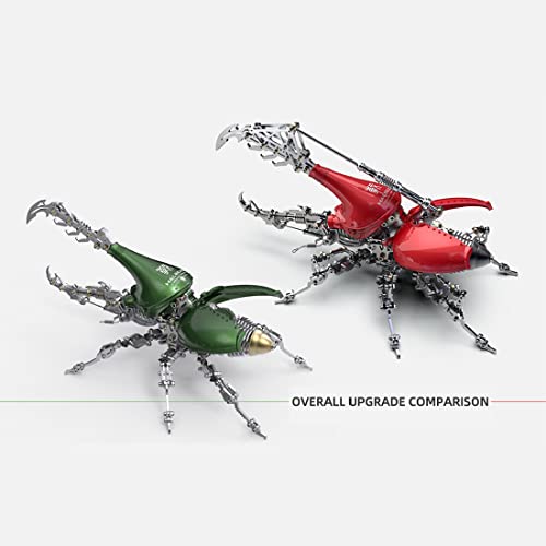 RXOLVGH05GZVD468S14L55N 3D-Metallpuzzle, Dynastes-Modell, 588 Teile, DIY-Montage, mechanisches Insekten-Bausatz, Steampunk-Modell, Puzzle, Schreibtischverzierung, Standardversion, rot