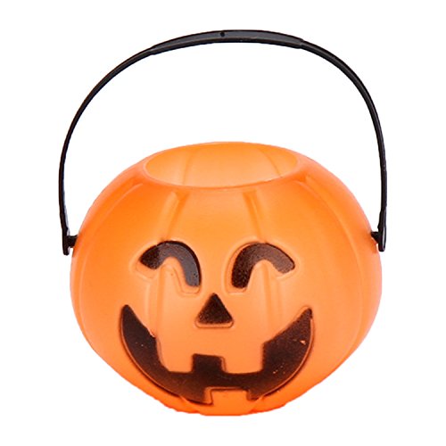 Halloween Bucket 17cm- Halloween Decorations Party Favors - Halloween Candy Basket - Trick or Treat Bucket, Orange Halloween Pumpkin Candy Bucket (Large)