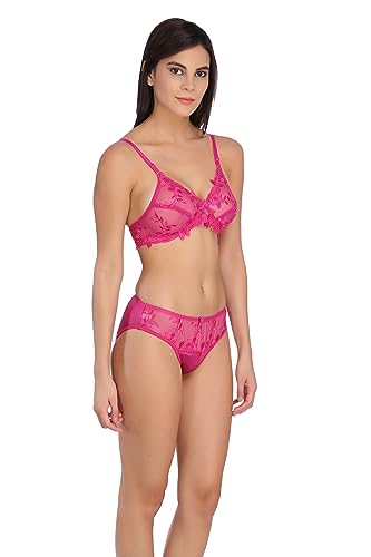 Image of Tipsy Women's Net Lace Non Padded Non Wired Bra Panty Set
