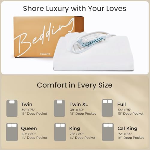GOKOTTA Twin XL Fitted Sheet Only with Corner Straps, Deep Pocket for 10-15 Inch Mattress (incl. Adjustable Bed) - Hotel Quality Microfiber - Soft, Breathable, Non Pilling, Wrinkle Free - Cream White by GOKOTTA - Used condition - Image 9